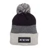 Bonnet CCM Team Fleece Pompon Noir Gris -CCM Soldes bonnet ccm team fleece pompon noir gris
