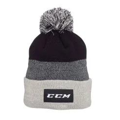 Bonnet CCM Team Fleece Pompon Noir Gris